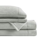 True North by Sleep Philosophy Micro Fleece Bed Sheet Set, Warm, Sheets with 14" Deep Pocket, for Cold Season Cozy Sheet-Set, Matching Pillow Case, Twin XL, Grey, 3 Piece