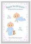 Birthday Cards for Twin Grandsons – First 1st Birthday - Baby Boys – Twin Brothers - 1 Year Old - Age One - Keepsake Greeting - Happy Wishes - Blank Inside to Write Your own Message