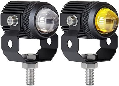 Zmoon Motorcycle LED Driving Fog Lights 60W White and Amber LED Pods Projector Lights 1.3" Aux Spotlight, Compatible with Tractor Truck ATV UTV SUV Boat etc. (2 pack)