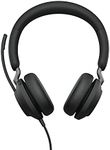 Jabra Evolve2 40 PC Headset – Noise Cancelling Microsoft Teams Certified Stereo Headphones With 3-Microphone Call Technology – USB-A Cable – Black