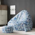 Biggie Bean Bag with Beans Filled XXXXXL Bean Bag- Full Printed Bean Bag Sofa with Cushion and Footrest - Official : Oreka Home Bean Bag - Comfort Level : Advanced - (Theme : Celestial Chronicles)