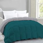 Indian Kingdom - 400 GSM Winter Proof Comforter Premium Collection Quilted Revesible Comforter (60" x 90" Inches/152cm x 228cm) - Single Bed Comforter|Silver/Teal