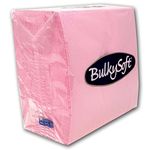 BulkySoft Paper Serviettes 2Ply Solid Colour Soft Napkins for Kitchen, Parties, and Events – Rip Proof Disposable Tableware - 33 × 33 cm – 100% Cellulose Pack of 100 Kitchen Napkins - Pink