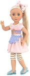 Glitter Girls – 14-inch Posable Doll Chrissy with Outfit – Pink Dress and Hair Bow – Toys, Clothes, and Accessories for Kids Ages 3 and Up, Blonde