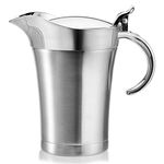 Peohud Gravy Boat, 24 Oz 304 Stainless Steel Double Insulated Sauce Jug with Hinged Lid, Gravy Warmer Pitcher for Home,nsulated Gravy Boat, Sauce Jug