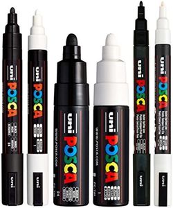 POSCA Black & White Bullet Tip - Set of 6 Pens (PC-5M, PC-7M, PC-3M)