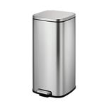 EKO - Stella Stainless Steel Pedal Bin - Step Bin with Soft Close Lid - Perfect for Kitchen, Home & Office - 30 Litre Capacity, Silver