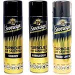 Sovereign Air Freshener 3 Pack - Sovereign Aerosols Turbojet Air Sanitiser Cherry, Bubblegum, and Fresh Linen 500ml Each for Car, Home, and Office