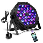 BrightWish Disco Lights for Parties, 36 LED Par Can Stage DJ Lights Remote Sound Activated DMX Controlled for Birthday Christmas Music Show Club Dance Party, 7 Mode RGB Stage Lighting Effect