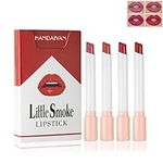 4Pcs Cigarette Case Lipstick Long-Lasting Non-Sticky Matte Nude Lipstick Set Lightweight Mini Small Little Smoke Tube Style Gift for Women Lip Makeup (B)