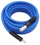 YOTOO Air Compressor Hose Hybrid 15 m Long 9.5mm ID X 15.5mm OD, Lightweight, Kink Resistant, Flexible with Bend Restrictors, 1/4" Europe Quick Coupler and Plug, Blue