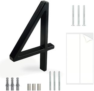 HASWARE Floating House Number Sign: 5 inch Modern Door Signage - Striking for Street Home Address Numerals (4, Black)