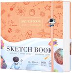 FLYING EAGLE Sketch Book for Kids 10"X 10" Large Hardcover Sketchbook for Drawing 120GSM Thick Paper, Square Art Drawing Paper 120 Pages Sketch Pad for Girls Teens,Gift Boxed, Orange