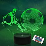 Lightzz Soccer Gifts for Kids Boys, Soccer 3D Illusion Lamp Football Night Light with Remote + Touch 16 Color Flashing Changing + Timer Desk Lamps for Boys Room Decor