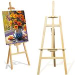 Artist Easel, Wooden A-Frame Easel Stand, Studio Easel 1.75M Adjustable Drawing Painting Holder, Canvas Stand Portable Easel Art Stand for Painting Sketch Wedding Display Exhibition, Easy to Assemble