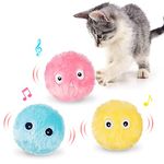 BuntyJoy Cat Toys, Interactive Cat Toy for Indoor Cats, Kitten Catnip Chirping Balls for Cat Exercise, Cat Kicker Toys, Fluffy Plush Balls Fun Kitty Kitten Catnip Toys (Pack of 3)