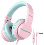 iClever HS19 Kids Headphones Over Ear, HD Stereo Headphones with Microphone for Children, Volume Limiter 85/94dB, Sharing Function, Foldable Headphones for School/Travel/Phone/Kindle/PC/MP3