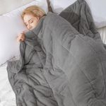 Teddy Fleece Weighted Blanket for Adults Fluffy Quilted Pockets Throw Soft Sherpa Throw Heavy Blanket Winter Sleep Therapy Autism Insomnia Sensory Anxiety Stress Relief Dark Grey, 150 x 200cm - 8kg