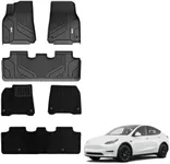 3W Floor Mats with Carpets for Tesla Model Y 2020-2024, All Weather Protection Model Y Accessories Custom TPE Fit Floor Liners Carpets for Model Y 5-Seat