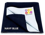 BeyBee Extra Absorbent Quick Dry Sheet for Baby, Baby Bed Protector, Waterproof Baby Sheet (Large - 140cm X 100cm, Dark Blue, Cotton, 100% Waterproof Breatheable Fabric Mat with an Extra Dry Layer)