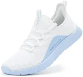 ALEADER Tennis Walking Shoes Womens Slip on Sneakers for Running Travel Jogging Travel-Friendly Lightweight Comfortable White/Sky Blue Size 9.5 US
