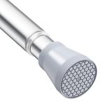 AIZESI Shower Curtain Rod Adjustable Curtain Rod 85-150cm Never Rust Shower rod Tension Curtain Rod Curtain Rods no Drilling Shower Rods for Bathroom Kitchen, Silver