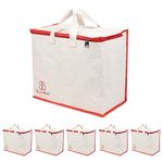 BLACKBOXES Canvas Reinforced Cotton Handles with Multipurpose Clothes Storage Organizer For Grocery vegetable shopping and Covers Zip Bags (Pack of 6)