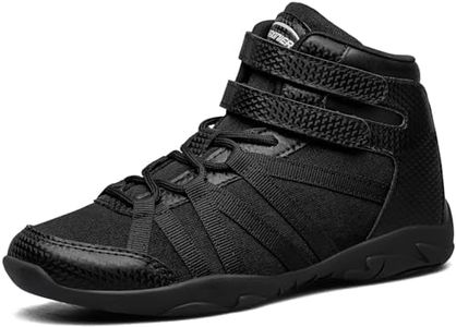 BAXINIER Girls Black High Top Cheerleading Shoes Lightweight Youth Cheer Competition Sneakers Training Dance Tennis Shoes - Black 4 Big Kid