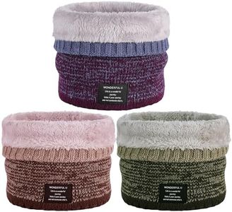 icooci 3-Pack Fleece Scarf: Thermal snood, thick knit for men/women. 3-in-1 neck tube, hat, face cover for cycling, sports.