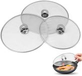 Proxima Direct 3 Pack Grease Splatter Screen for Frying Pan Stainless Steel Splash Guard Skillet Lid with Folding Handle for Cooking - 9.8,11.4,13 Inch