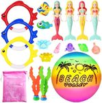 JOINBO 18 Pcs Diving Pool Toys for Kids Ages 3-12 Set with Storage Bag,Pool Games Summer Swim Water Sinking Mermaid Toys