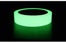 GlowTail Radium Night Glow in Dark Tape 25.4 mm (1 Inch) Width x 10 Meters (32 Feet) Length. Luminous Self-Adhesive Tape Safety Warning Security Stage Home Decoration Tape, Green