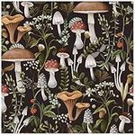 HAOKHOME 93279 Peel and Stick Wallpaper Boho Mushroom Removable Stick on Contact Paper for Bathroom Black/Brown/Green 17.7in x 9.8ft