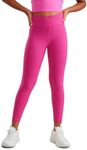 CRZ YOGA Girls Butterluxe Crossover Athletic Leggings - High Waist V Cross Kids Lounge Pants Yoga Active Dance Running Tights Hibiscus Purple Small