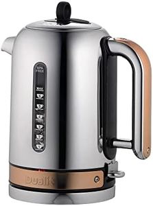 Dualit CVJK13 Classic Kettle | Polished Stainless Steel with Copper Trim | Quiet boiling kettle | 90 Second Boil Time | 1.7 Litre Capacity, 3 KW | 72820