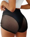 BZB Women's Cut Out Yoga Shorts Scrunch Booty Hot Pants High Waist Gym Workout Active Butt Lifting Sports Leggings, Xy-Black, Medium