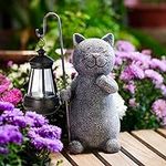 Qeeman Solar Garden Statue Cat Figu
