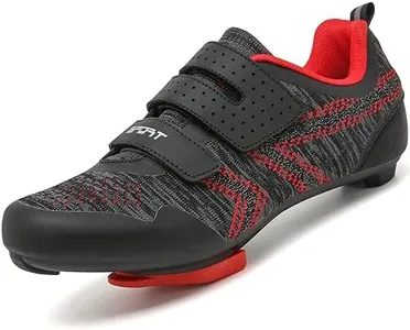 ULTIANT Cycling Shoes Mens Womens Compatible with Peloton Indoor Riding Shoes Road Bicycle Shoes with Look SPD SL Delta Cleats Outdoor Pedal Bike Shoes(Black_Red,46)