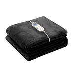 Wapaneus Heated Blanket Electric Blanket with 10 Heating Levels 12 Hours time Settings and Auto Shut Off, Flannel Fast-Heating Electric Blanket，72" x 84" Full Size, Black