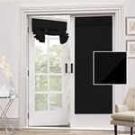 H.VERSAILTEX 100% Blackout French Door Curtain Privacy French Door Blinds Light Blocking Curtain for Sliding Glass Door Thermal Insulated Tie Up Shade, 26x68 Inches, 1 Panel, Jet Black