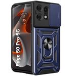 TheGiftKart Tough Armor Motorola Moto Edge 50 Pro 5G Bumper Back Cover Case | Sliding Camera Cover, Kickstand & Ring Holder | 360° Protection Case for Motorola Edge 50 Pro 5G (PC & TPU, Greyish Blue)