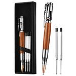 AUAUY Bolt Action Pen with Gift Case, Retractable Lightweight Metal Pen, Ballpoint Pen with 5 Extra Refills, Ink Refillable Office School Gift for Students Dad Colleague Boyfriend Husband (Wood Grain)