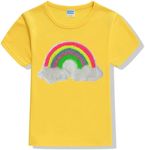 Rainbow Sequins Patch Girls Colour T Shirt (8-10 yrs, yellow)