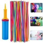 100 Pcs Latex Twisting Balloons - 260N Long Latex Animal Modeling Balloons with Pump for Animal Shape Party Birthday Clowns Wedding Decorations