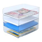 HKeeper 4 Tiers Stackable Desk Organizer,Letter Tray Organizer,A4 Paper Holder Holder,Desktop Book Magazine File Supplies Organizer,Perfect Office Manager(Portrait,Clear 4pcs/Set)
