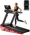 Treadmills for Home with 20% Auto Incline, 14KM/H Foldable Treadmill with Handles, Running Machine for Heavy People, 180KG Weight Capacity, Large Running Belt and Intelligent LED Touch Screen