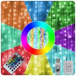 HOME LIGHTING Window Curtain String Lights, 300 LED RGB 16 Colors Changing Fairy Lights, 4 Modes with Remote, USB & Adapter Powered for Halloween Christmas Party Wedding Home Garden Wall Decorations