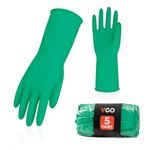 Vgo 5Pairs Reusable Household Gloves, Rubber Dishwashing Gloves, Kitchen Cleaning (L,Green,HH4601)