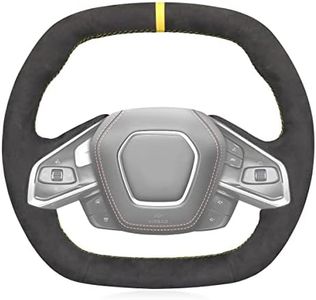 MEWANT Hand Sew Car Steering Wheel Cover for Chevrolet Stingray Z06 Corvette (C8) 2020-2022
