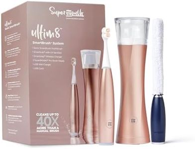 SuperMouth ULTIM8 Bundle - SmartBrush Electric Toothbrush+ SmartHub UV Sanitizer & Dryer + HubMate Microfiber Cleaning Tool - SuperBristles Clean 40X Better - Hygienic Maintenance Kit - Rose Gold